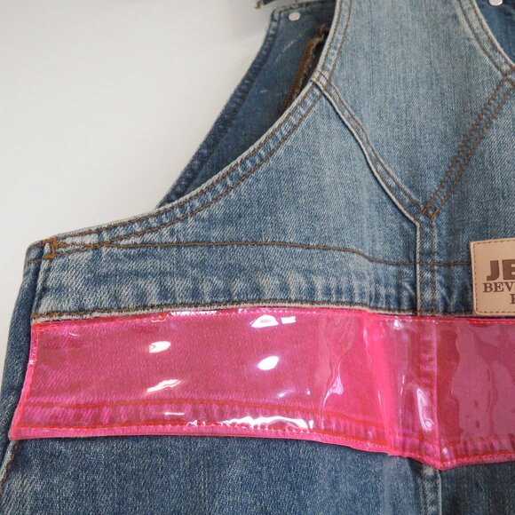 JEREMY SCOTT X MOSCHINO Neon Applique Denim Overall Dress Avant Garde Size US 6 - Picture 14 of 15
